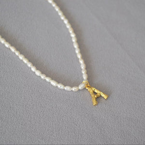 Open image in slideshow, Pearl Initial Necklace
