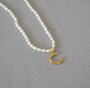 Open image in slideshow, Pearl Initial Necklace
